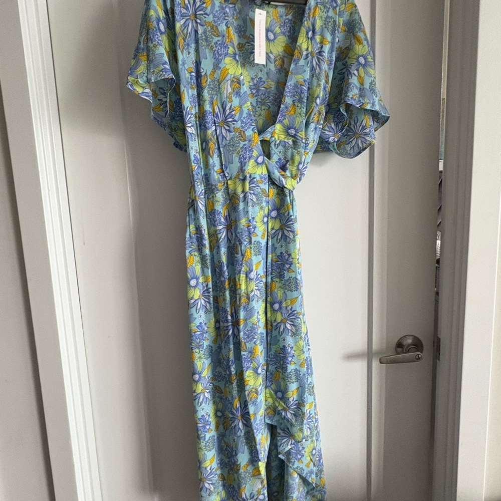 ModCloth Silk Wrap Dress size L NWT